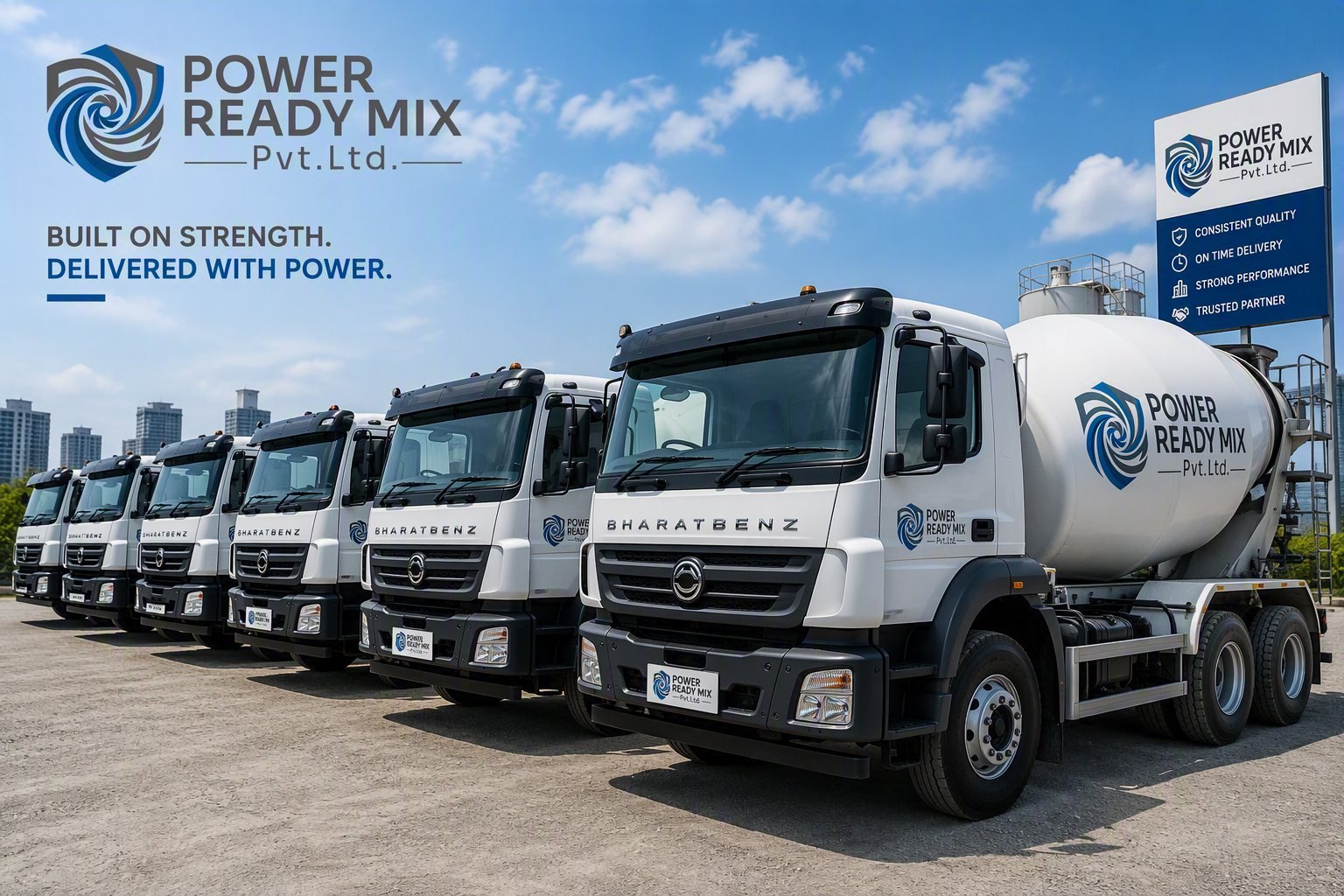Power Ready Mix branded transit mixer fleet